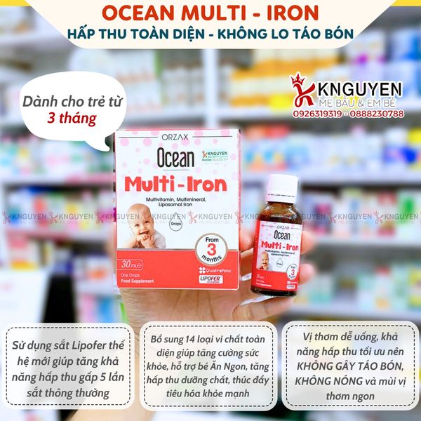  Vitamin tổng hợp kèm sắt Ocean Multi Iron 3M+ 