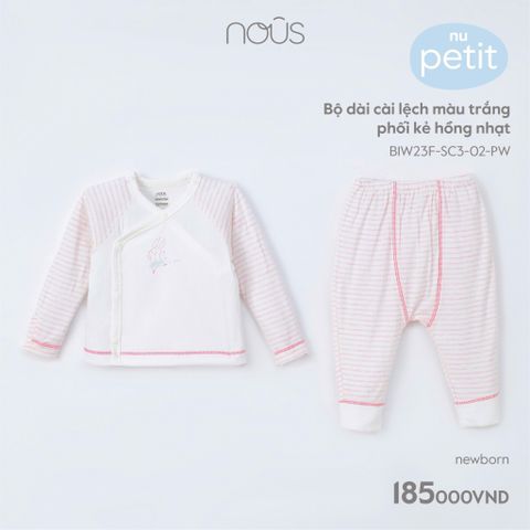  Bộ dài cài lệch màu trắng phối kẻ - Nous 