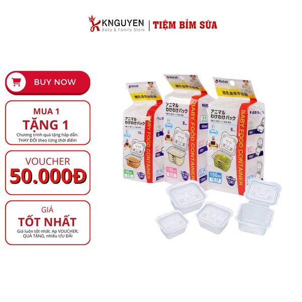  Bộ Hộp Đựng Thực Phẩm Ăn Dặm Richell Nhật Bản 