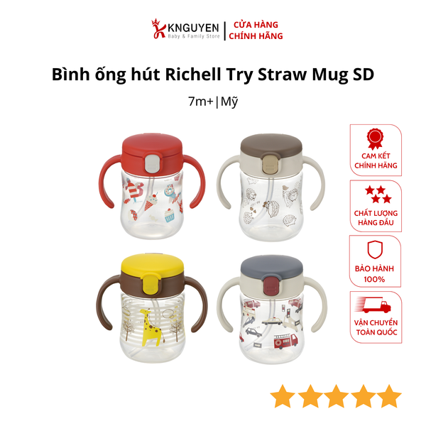  Bình Ống Hút Richell Try Straw Mug SD 