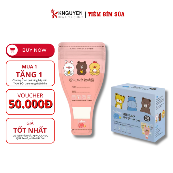  Hộp 30 Túi Trữ Sữa Bột 50g Cho Bé Babuu 