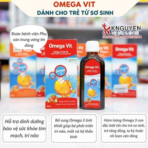  Siro dầu cá Omega Vit bổ sung khoáng chất, tăng khả năng chống oxy hoá chai 100ml 