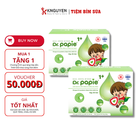  Gạc Răng Miệng Dr.Papie (Chiết Xuất Lá Hẹ) Gói 30 Miếng (1Y+) 