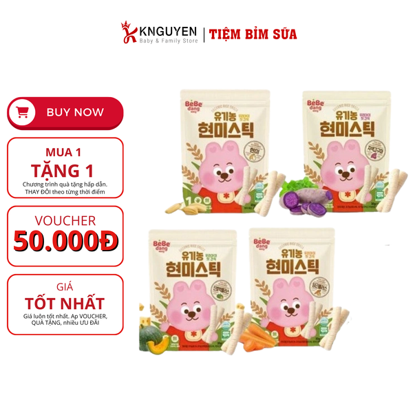  Bánh Gạo Lứt Hữu Cơ Thanh Ngắn Bebedang (30g) 