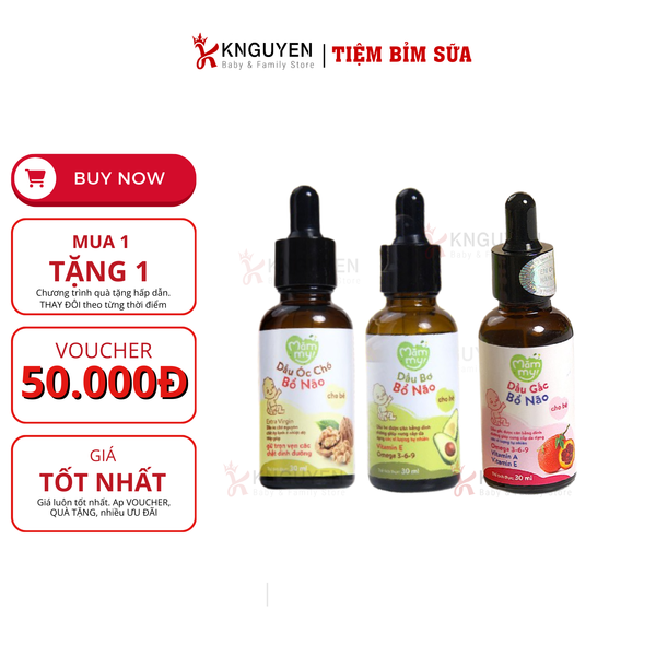  Set 3 dầu ăn dặm bổ não 30ml Mămmy bổ sung DHA và Omega 3 