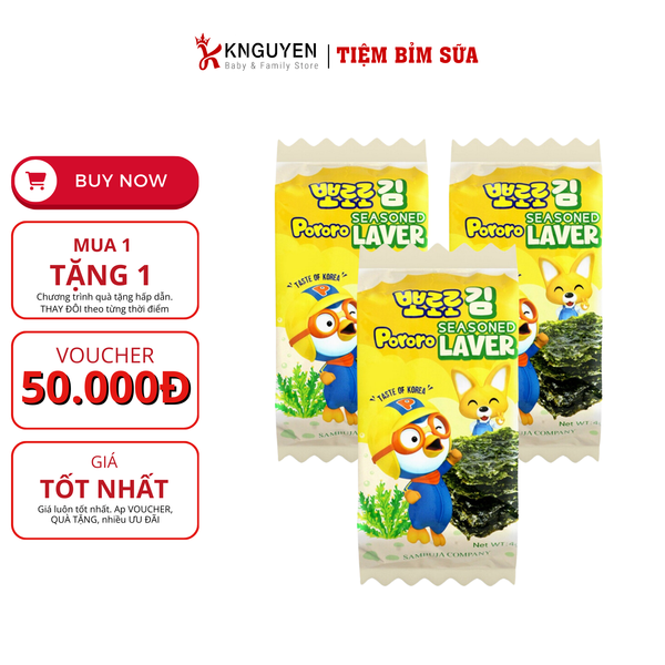  Rong biển Pororo ăn liền (4g x 3 gói) 