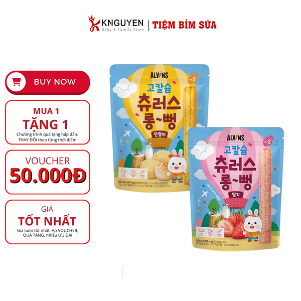  Bánh Gạo Lứt Hữu Cơ Thanh Dài Alvins 40g (7m+) 