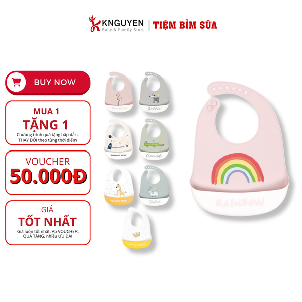  Yếm ăn dặm Silicon có máng hứng Honper 