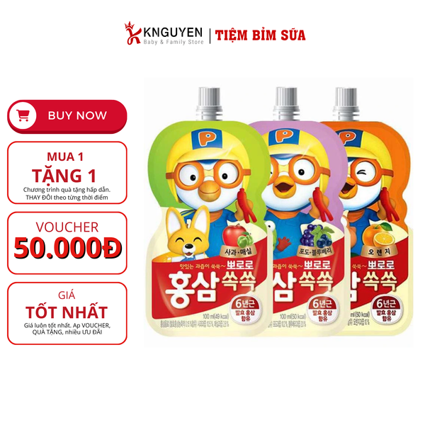  Nước Hồng Sâm Pororo Hàn Quốc 