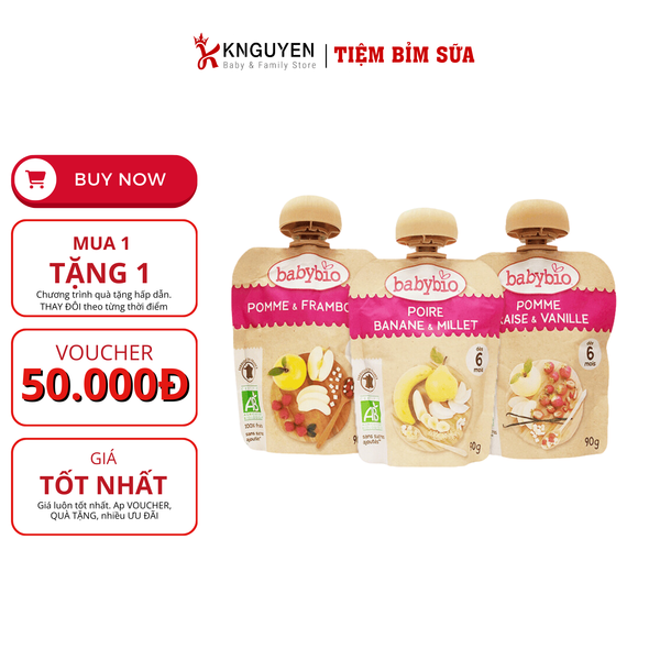  Trái cây nghiền hữu cơ cho bé Babybio 90g 