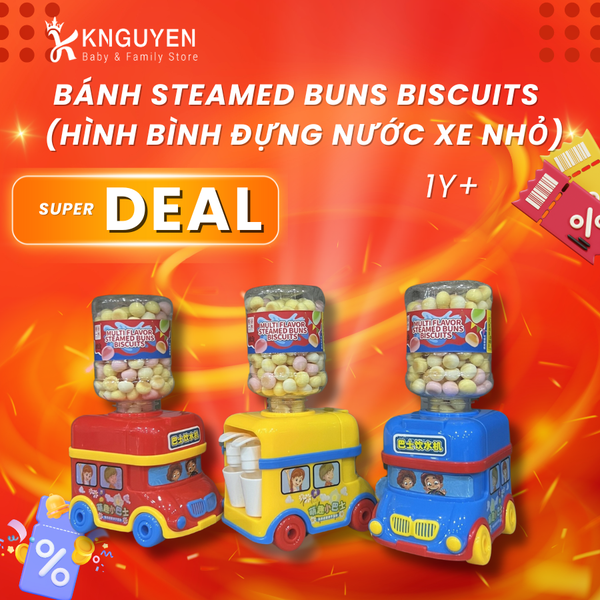  Bánh Ăn Dặm Steamed Buns Biscuits 50g (Hình Bình Đựng Nước Xe Nhỏ) 