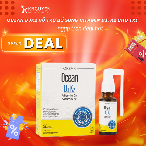  Ocean D3K2 Hỗ Trợ Bổ Sung Vitamin D3, K2 Cho Trẻ chai 20ml 