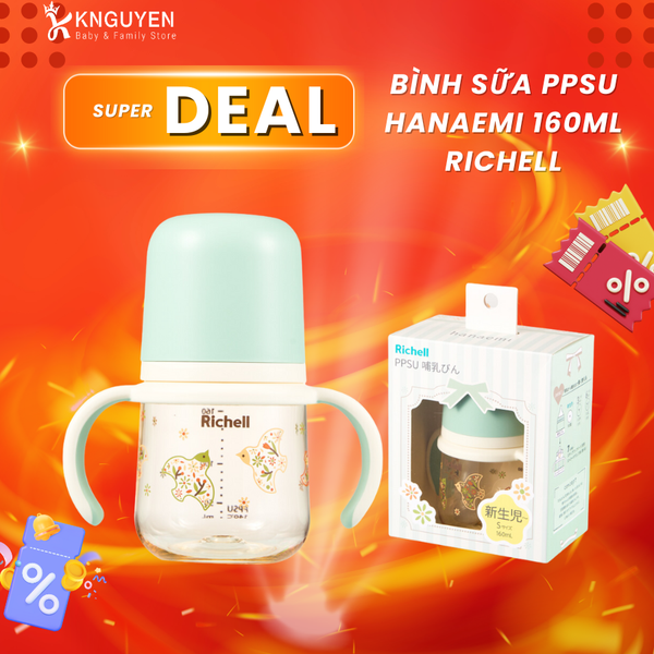  Bình sữa PPSU Hanaemi 160ml (Từ 0 tháng tuổi) - Richell 