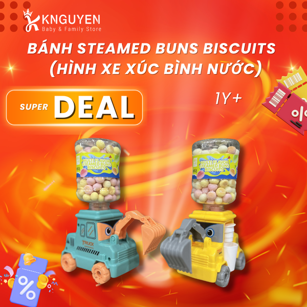  Bánh Ăn Dặm Steamed Buns Biscuits 50g (Hình Máy Xúc & Phân Phối Nước) 