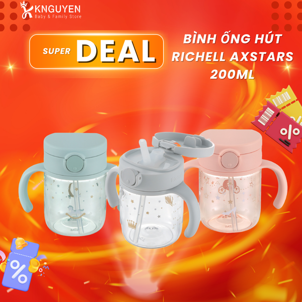  Bình Ống Hút Richell Axstars  200ml 