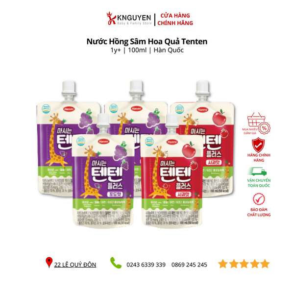  Nước Hồng Sâm Hoa Quả Tenten Hanmi 100ml (1y+) 