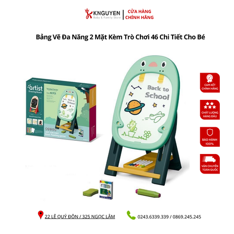  Bảng vẽ artist Bảng vẽ đa năng 2 mặt kèm phấn, bút màu và trò chơi 46 chi tiết cho bé 
