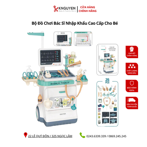  Bộ đồ chơi bác sĩ khám bệnh xe đẩy nhập khẩu cao cấp cho bé 
