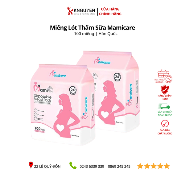  Miếng Lót Thấm Sữa Mamicare ( Túi 100 miếng ) 