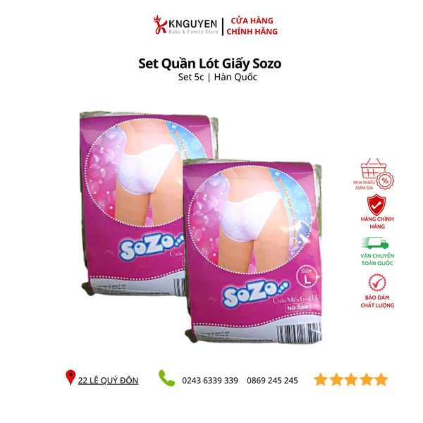  Quần Lót Giấy Sozo ( Set 5 Cái ) 