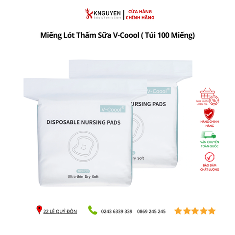  Miếng Lót Thấm Sữa V-Coool ( Túi 100 Miếng) 