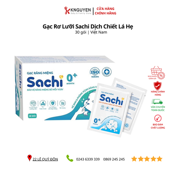  Gạc rơ lưỡi Sachi dịch chiết lá hẹ (30 gói) 