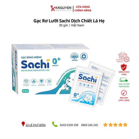  Gạc rơ lưỡi Sachi dịch chiết lá hẹ (30 gói) 
