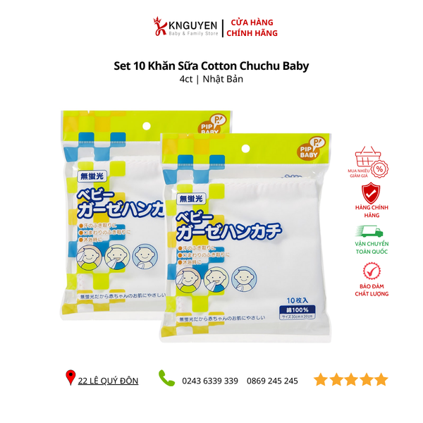  Set 10 Khăn Sữa Cotton Chuchu Baby 