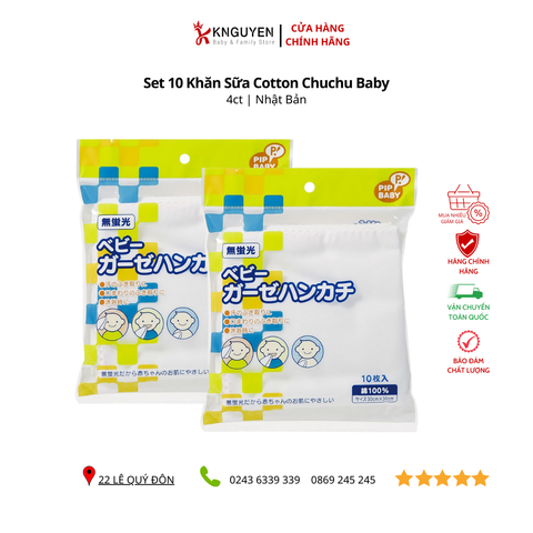  Set 10 Khăn Sữa Cotton Chuchu Baby 