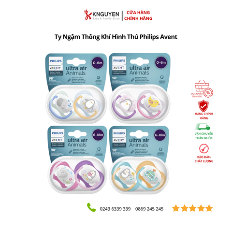  Ty ngậm thông khí hình thú Philips Avent ( Vỉ đôi ) 