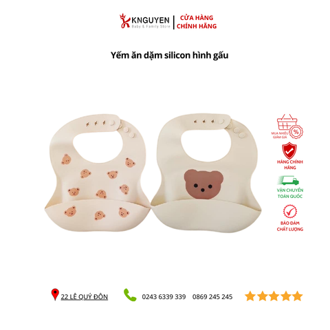  Yếm ăn dặm silicon hình gấu 