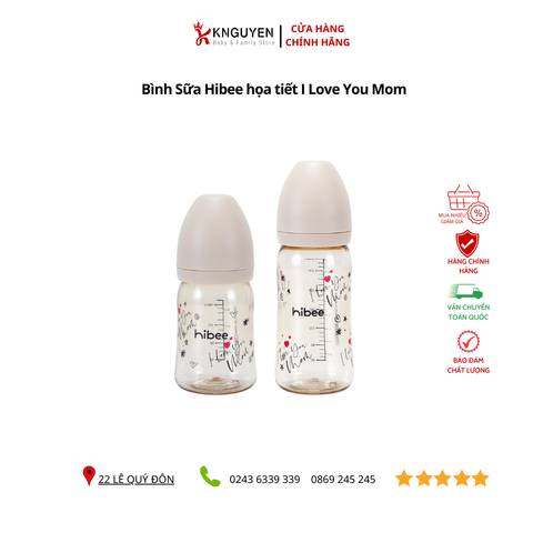  Bình Sữa Hibee họa tiết I Love You Mom 