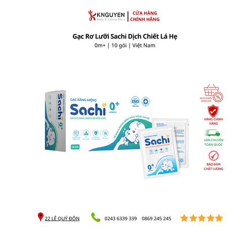  Gạc rơ lưỡi Sachi dịch chiết lá hẹ (10 gói) 
