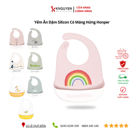  Yếm ăn dặm Silicon có máng hứng Honper 