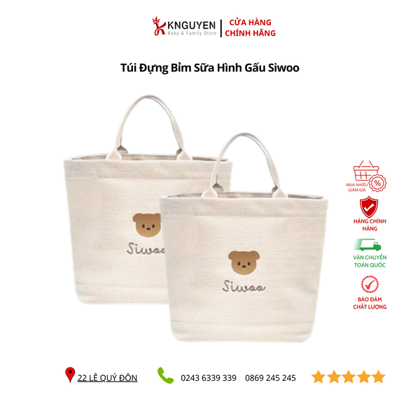  Túi Đựng Bỉm Sữa Hình Gấu Siwoo 