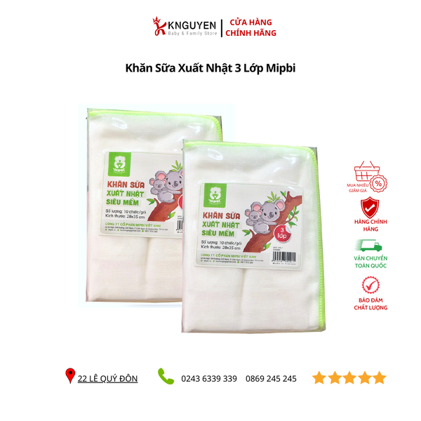  KHĂN SỮA XUẤT NHẬT MIPBI 3 LỚP 