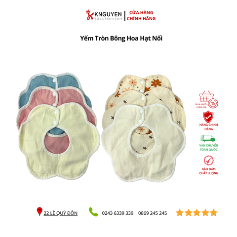  Yếm tròn bông hoa hạt nổi 