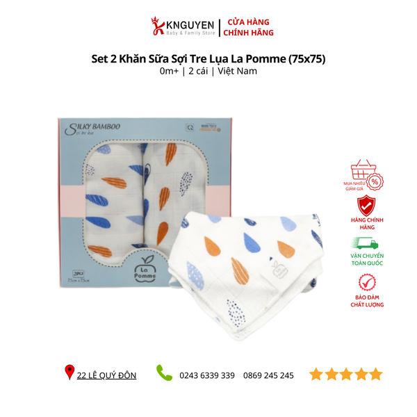  Set 2 Khăn đa năng sợi tre lụa La Pomme - 75x75cm 