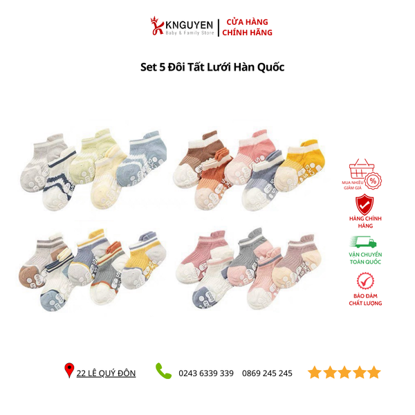  Set 5 đôi tất lưới hàn quốc 