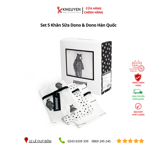  Set 5 Khăn Sữa Dono & Dono Hàn Quốc 