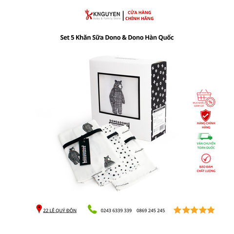  Set 5 Khăn Sữa Dono & Dono Hàn Quốc 