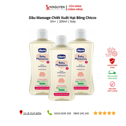  Dầu Massage Chiết Xuất Hạt Bông Chicco (0M+) 