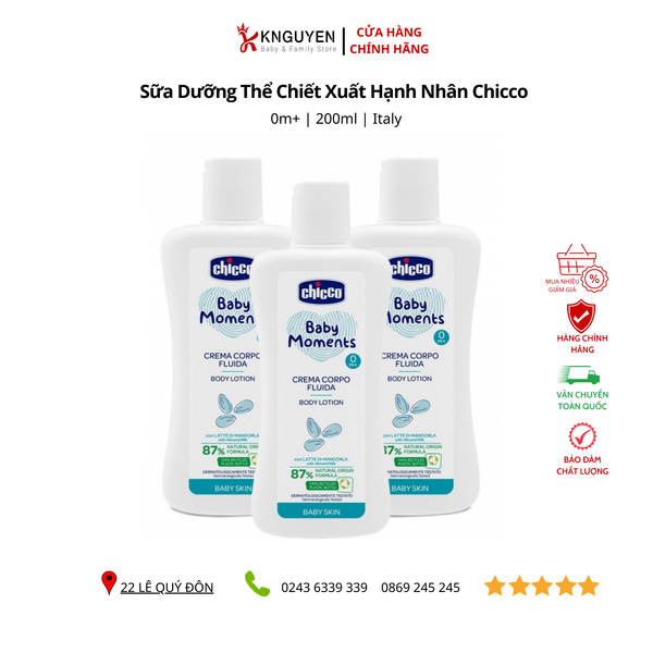  Sữa Dưỡng Thể Chiết Xuất Hạnh Nhân Chicco 0M+ 