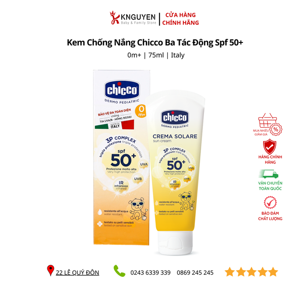  Kem Chống Nắng Chicco Ba Tác Động Spf 50+ (75ml) 