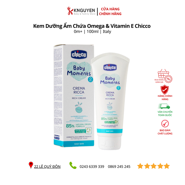  Kem Dưỡng Ẩm Chứa Omega & Vitamin E Chicco (0M+) 
