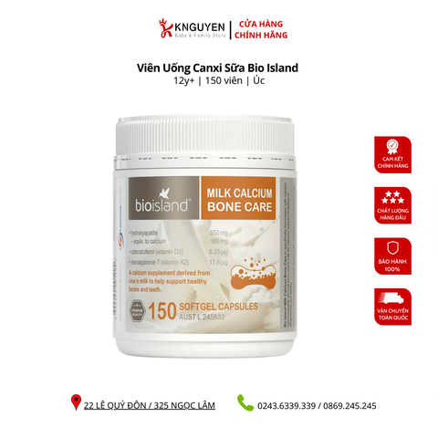  Viên Milk Calcium Bone Care Bioisland 150 viên Úc 