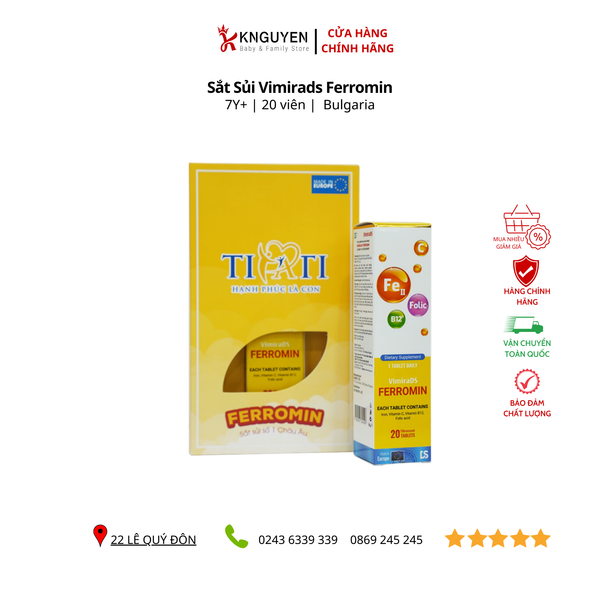  Sắt Sủi Vimirads Ferromin - 20 viên 