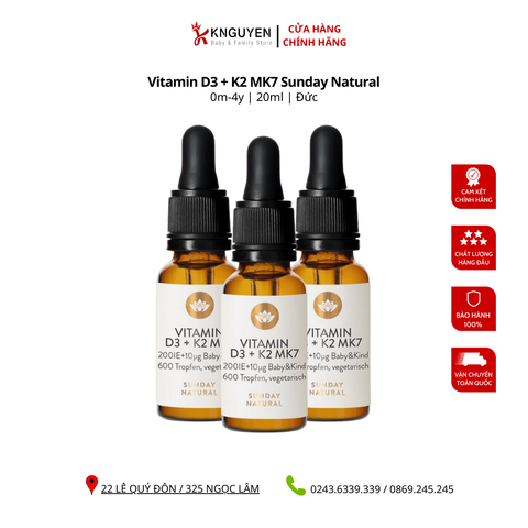  Vitamin D3 + K2 (MK7) Sunday Natural Đức 20ml 