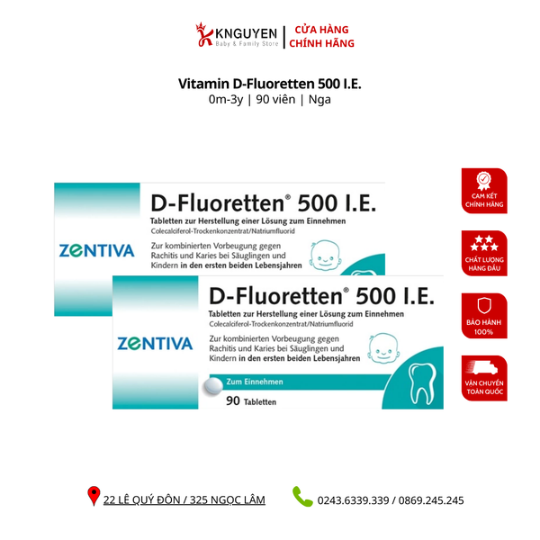  Vitamin D-Fluoretten 500 I.E 90 viên 