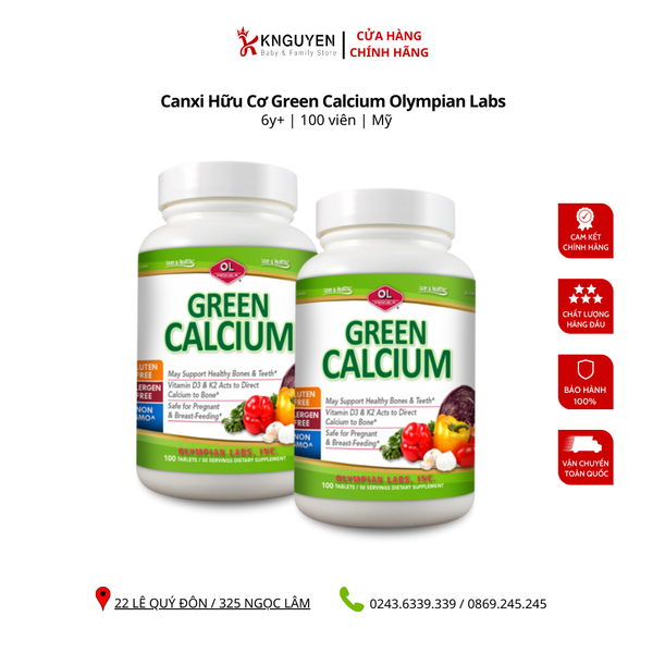  Canxi Hữu Cơ Green Calcium Olympian Labs 100 viên 